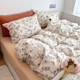 Cottagecore-Bettwäscheset aus Baumwolle mit violetten Blumen